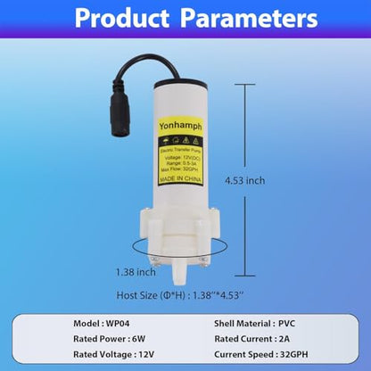 Electric Water Transfer Pump 110V Speed Adjustable for Ice Maker,Coffee Machine,Water Cooling,Food Grade Auto Siphon Self Priming Diaphragm Pumps for Bottling Wine,Beer and Beverages,2L/Min,Low Noise - color: Black-with Speed Adjustable