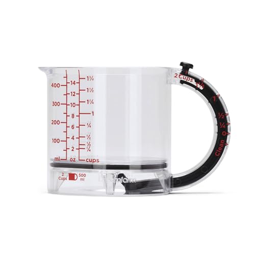 Dreamfarm Big Upcup All-in-1 Adjustable Measuring Cup - 2 Cup | Measures dry and liquid ingredients and scrapes itself clean, easy-to-read metric and imperial measurements, microwave safe - size: Big Upcup - 2 Cups