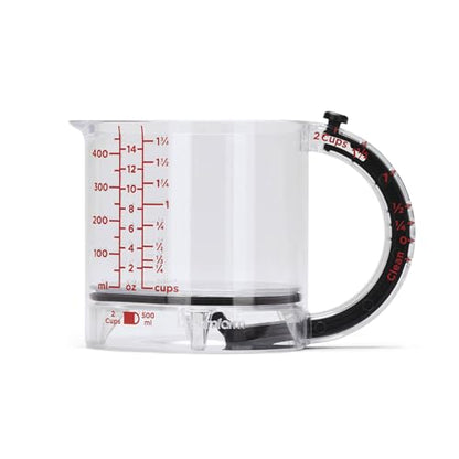 Dreamfarm Big Upcup All-in-1 Adjustable Measuring Cup - 2 Cup | Measures dry and liquid ingredients and scrapes itself clean, easy-to-read metric and imperial measurements, microwave safe - size: Big Upcup - 2 Cups
