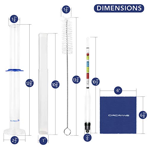 Circrane Hydrometer & Glass Test Jar Set, Triple Scale Alcohol Hydrometer with Glass Cylinder for Brew Beer, Wine, Mead and Kombucha, ABV, Brix and Gravity Test Kit, Home Brewing Supplies - style: Brewing Kit