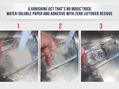 Dissolvable Food Labels, Fill in, 2x2 in, 200/Roll, Freezer, Canning Jars | Melts away in 30 seconds in water, no soaking, scrubbing, or residue, write on with pen or marker, meal prep, spice tins - size: 2x2"