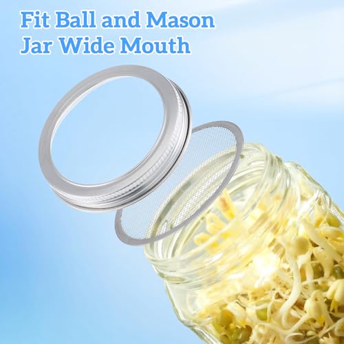 12-Pack Sprouting Jar Lids,Sprout Lids for Mason Jars,304 Stainless Steel Strainer Set,304 Food-Grade Strainer Caps for Wide-Mouth Mason Jars,Grow Alfalfa,Mung Bean Sprouts at Home