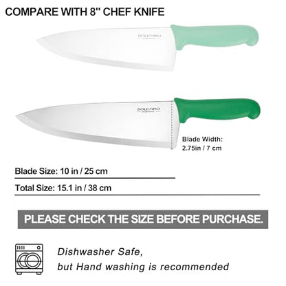 10 inch Japanese High Carbon Stainless Steel Chef Knife, Professional Sharp Wide Cook Knife with Non-slip Ergonomic Handle, for Kitchen Home Restaurant (Green) - color: Green