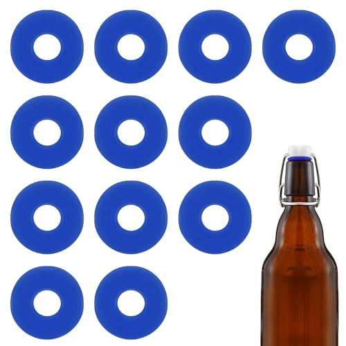 12Dopamine color Silicone Gaskets Washers Seals for Cap Swing Flip Top Bottle for Home Brew Beer Soda Bottle Sealing(flat,no cover) (Blue) - color: Blue