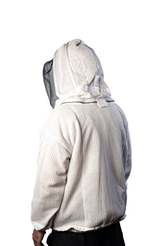 Ventilated Bee Jacket for Men and Women with Gloves and Detachable Fencing Veil, 3-Layer Beekeeping Jacket, YKK Brass Zippers (Large) - size: LARGE