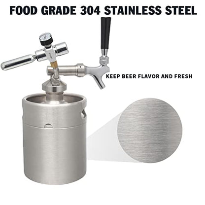 Mini Stainless Steel Beer Keg,Portable Home Dispenser System to Keep Fresh for Home Kitchen Brewing Beer,Keeps Carbonation for Craft Beer Draft and Homebrew,5L - size: 5L