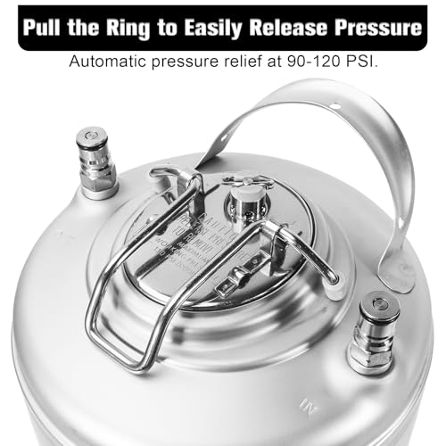 New 2.5 Gallon Ball Lock Keg, Cornelius Keg Stainless Steel Corny Keg for Homebrewing, Portable Beer Keg with Heavy-Duty Rubber Bottom & Single SS Handle (10L) - size: 2.5 Gallon (Single SS Handle)