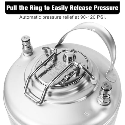 New 2.5 Gallon Ball Lock Keg, Cornelius Keg Stainless Steel Corny Keg for Homebrewing, Portable Beer Keg with Heavy-Duty Rubber Bottom & Single SS Handle (10L) - size: 2.5 Gallon (Single SS Handle)