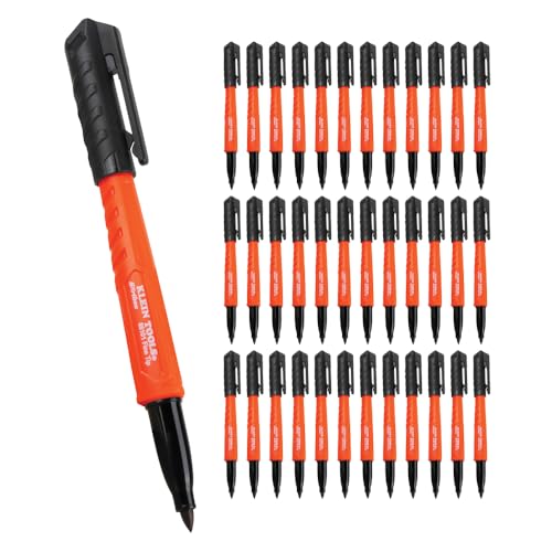 KLEIN TOOLS 80190 Skribes Fine Tip Permanent Markers, Professional-Grade Ink, Multi-Surface Jobsite Marker for Wet, Dry and Oily Surfaces, Black, 36-Pack - style: 36-Pack Black