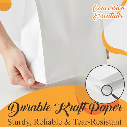 Concession Essentials White Paper Lunch Bags, 4lb Capacity, Holiday Cookie Bags, 50 Count Pack - size: 3.5" x 2.5" x 5.5" (4 lb capacity)