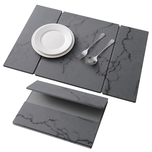 Stone Drying Mat for Kitchen Counter,Foldable (Gray (3-fold), 24" × 16") | Large Quick-Dry Diatomaceous Earth Dish Drying Mat with PU Non-Slip Base,for Bottles Cups Dishes - color: Gray (3-fold)