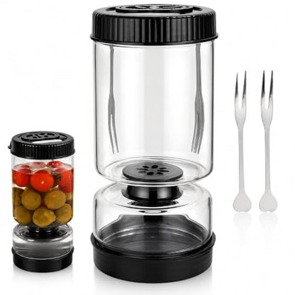 Glass Pickle Jar, Strainer Flip, Airtight Pickle Container, Juice Separator, Leak Resistant Food Storage Jar, Pickles, Olives, Jalapenos, Kimchi, Cherries & Refrigerator Snacks Jars