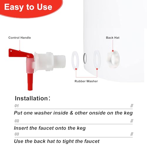 Plastic Spigot Bottling Spigot, 4PCS Beer Faucet Tap Plastic Spigot for 5 Gallon Bucket Beer Fermentation Spigot Homebrew Bucket Fermenter - color: Red, size: 4PCS