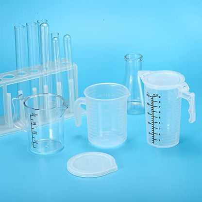 PATIKIL Graduated Beaker, 250ml PP Plastic Liquid Measuring Cup Double Sided Graduations with Handle Lid and Spout for Lab Kitchen Home - size: 250ml