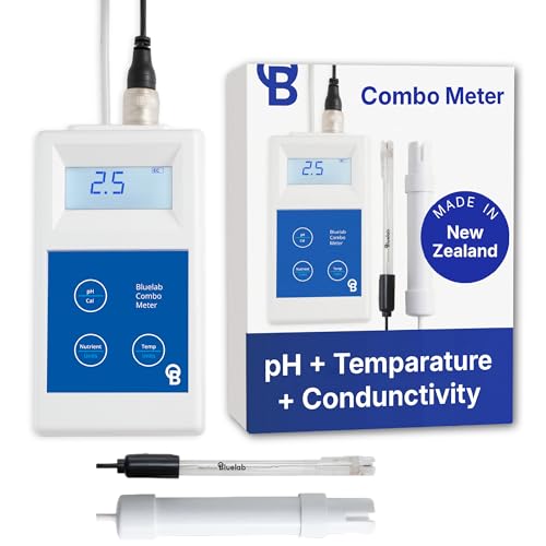 Bluelab Combo Meter for pH, Temperature & Conductivity in Water - Easy Calibration, Digital EC/TDS/PPM Tester for Hydroponics & Indoor Plants (METCOM) - style: pH/EC/Temp Meter in Hydroponic Solutions