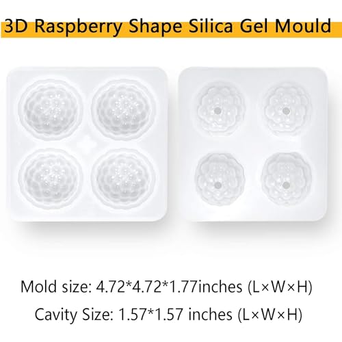 OCPO KITCHEN 3D Raspberry Silicone Mold for Baking Mousse Cake, Candy, Chocolate, Truffle, French Dessert, Pastry, Cupcake, Fruit Ice Cream Mould, Cake Decoration Mold, Raspberry Shape (4-Cavity) - style: Raspberry (4-Cavity)