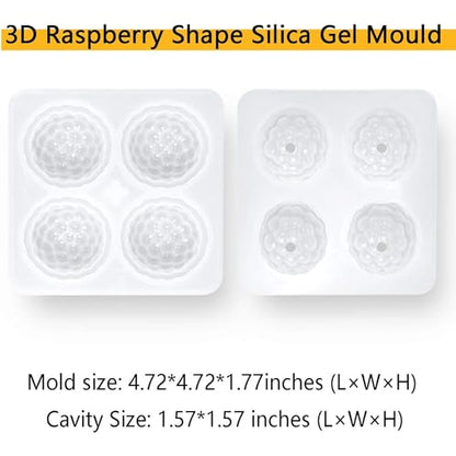 OCPO KITCHEN 3D Raspberry Silicone Mold for Baking Mousse Cake, Candy, Chocolate, Truffle, French Dessert, Pastry, Cupcake, Fruit Ice Cream Mould, Cake Decoration Mold, Raspberry Shape (4-Cavity) - style: Raspberry (4-Cavity)