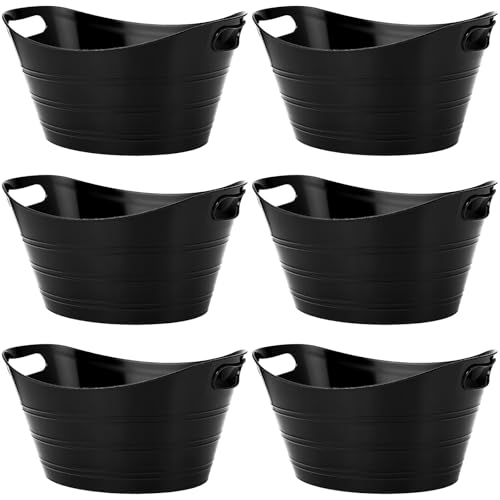 Patelai 6 Pcs Ice Buckets Bulk, Plastic Ice Buckets with Handles, Oval Storage Tub, Large Capacity Drink Tub for Party Bar Wine Beer Champagne Beverage Bottle Cooler(7 Liter,Black) - color: Black, size: 7 Liter