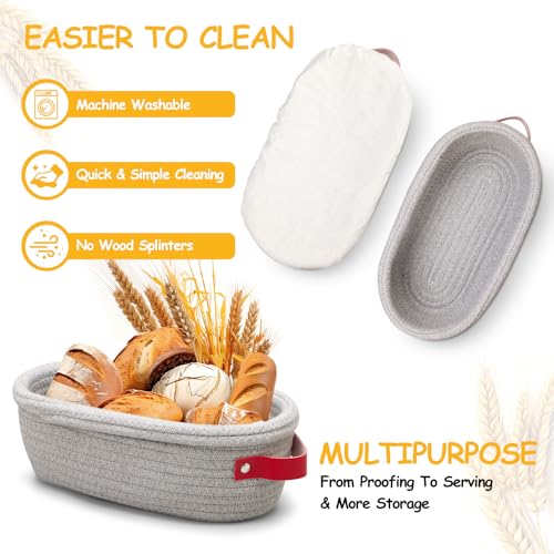 Dimpola Banneton Bread Proofing Basket - Cotton Oval Banneton Basket Set of 2 Sourdough Proofing Baskets Round Proofing Bowls Handmade Rattan Baskets and Liners - style: 2*Cotton Oval Baskets
