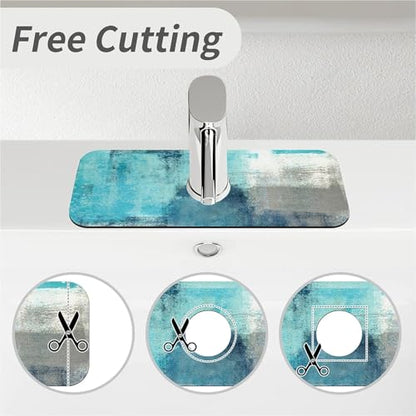 Kitchen Sink Splash Guard，Blue ocean Faucet Mat Sink Gadgets-Super Absorbent Fast Drying Mat Drip Catcher for Kitchen, Bathroom,Sink Mat, Dish Drying Mat, Bathroom(15" X 5.5" ) - color: Blue ocean