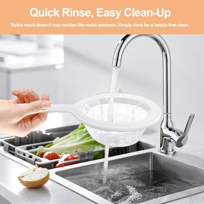 Ultra-Fine Nylon Mesh Strainer- Mini Kitchen Colander for Coffee, Milk, Yogurt, Juice - Non-Slip Handle & Hanging Hole (120/200 Mesh) - size: 120&200 Mesh