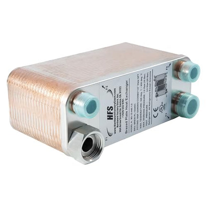 HFS(R) 40-Plate Stainless Steel 304 Homebrew Beer Wort Chiller Heat Exchanger, 7.5" x 2.9", M&F GARDEN COMBO x 1/2" MALE NPT, Quick Beer Cooling System (7.5'' 2.9''/40 plate, MF Combo x 1/2" NPT) - size: 7.5'' 2.9''/40 plate, MF Combo x 1/2" NPT