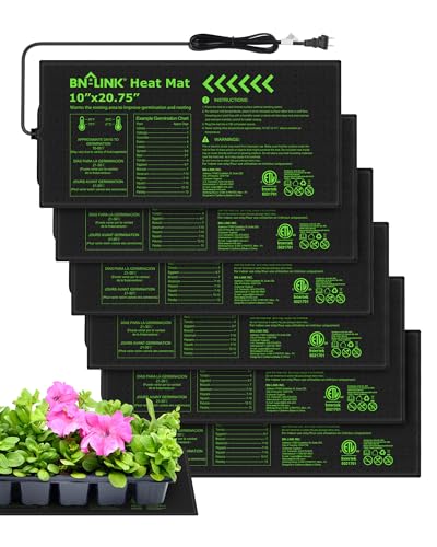 BN-LINK Seedling Heat Mats for Seed Starting 10" x 20.75", 6 Pack Waterproof Warming Mat Plant Heating Pad for Seed Germination, Indoor Growing, Hydroponic, Greenhouse, ETL Listed - size: 10x20 6 Pack