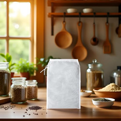 White Nut Milk Bag Reusable Cheesecloth Bags For Straining Almond Soy Milk Strainer For Cold Brew Coffee Tea Beer Juice Fine Nylon Mesh Cheese Cloth Food Strainers