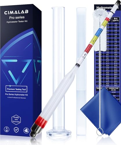 CIMALAB Triple Scale Hydrometer, Plastic Specific Gravity Hydrometer for Wine Making, Beer & Kombucha, Mead Making Kit, Brix, ABV Tester, Hydrometer Alcohol Tester for Wine Making Supplies + Test Jar - color: Plastic Hydrometer with Glass Test Jar