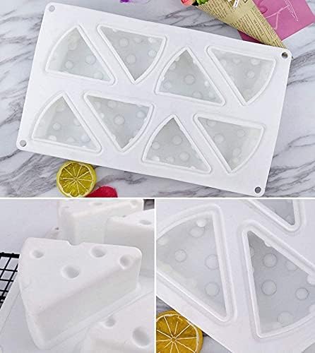 3D Cheese Shape Silicone Mold, 8 Cavities 11.9″ x 7.1″ x 1.7″ Food Grade Silicone Baking Mold for Cheese Cake Mousse Cake Brownies Chocolate French Dessert Ice Cream Soap