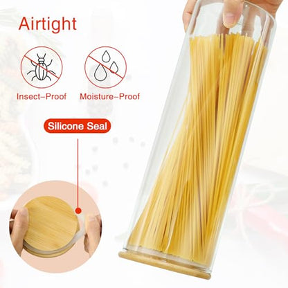 BGraceyy Glass Jars with Bamboo Lids, 72oz 3Pcs Kitchen Glass Containers with Bamboo Lids, Airtight Glass Pantry Storage Containers with Lids for Spaghetti, Pasta, Rice, Nuts, Flour, Bean, Dry Foods - size: 72 oz 3 pcs