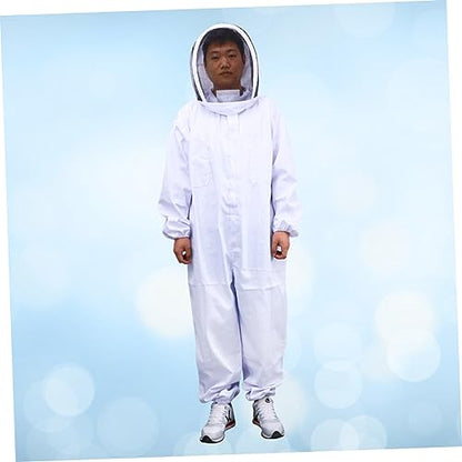Totority Full Body Keeping Suit Beekeeping Suit with Veil Keeping Full Body Suit Professional Beekeeper Suit White