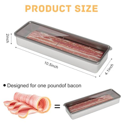 Yeasing Stainless Steel Airtight Cheese Container with Lid - Bacon Holder, 10.5 Inches Long