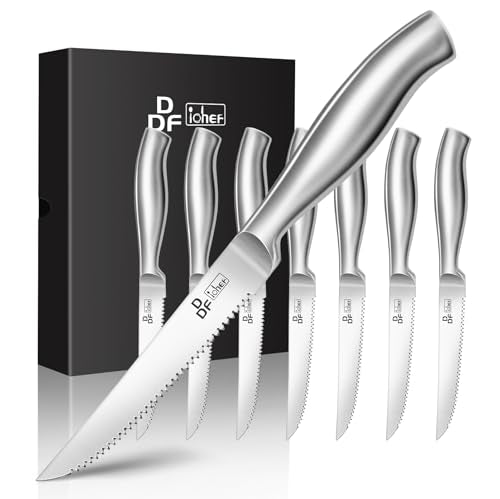 DDF iohEF Steak Knife Set, 8 Piece Steak Knife, High Carbon Japanese Stainless Steel Serrated Steak Knives - color: 8PCS Steak Knives