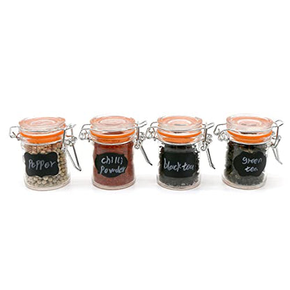 1.7 oz Mini Glass Spice Bottles, 24 Pack Small Glass Jars with Airtight Lid and Leak Proof Rubber Gasket, Empty Spice Containers with Labels for Home and Kitchen