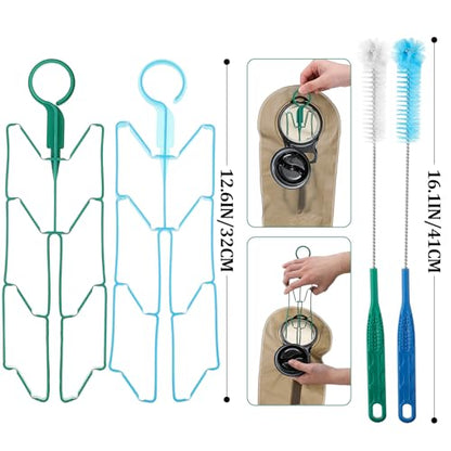 Patelai 8 in 1 Hydration Bladder Cleaning Kit Includes 3 Different Brushes and Drying Collapsible Bladder Frame, Water Reservoir Backpack Cleaning Kit - color: Blue and Green