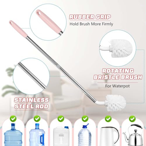 5 Gallon Water Jug Cleaning Brush, Carboy Brush & Bottle Cleaner for Glass | Flexible Long Handle Brush & Jug Cleaner Set, Fits 3 Gallon Reusable Water Bottles and All Water Containers