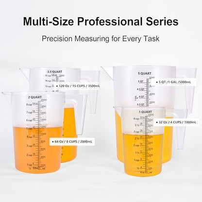 32oz Measuring Pitcher with Permanent Laser-Etched Markings | Food-contact grade PC, 4-cup capacity with handle for brewing, dilution, motor oil, pool & lawn chemicals and kitchen use. - size: 32 Ounces