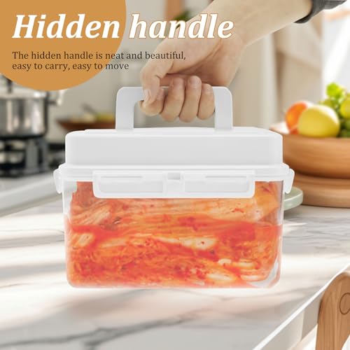 Fermentation jar, Kimchi Containers, Plastic Press Fermentation Container With Hidden Handle Press Tray Design Clear Good Sealing Sauerkraut Press Container for Olives Black Cherries Jalapenos (4L) - color: 4L