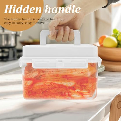 Fermentation jar, Kimchi Containers, Plastic Press Fermentation Container With Hidden Handle Press Tray Design Clear Good Sealing Sauerkraut Press Container for Olives Black Cherries Jalapenos (4L) - color: 4L