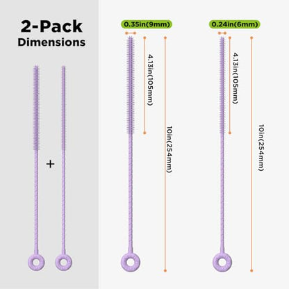 Silicone Straw Cleaner Brush, 2 Pcs Reusable Cleaning Brushes for Straws, 6mm&9mm, Purple - color: Purple