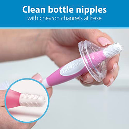 Dr. Brown's Reusable Sponge Baby Bottle Cleaning Brush Set with Suction Cup Stand, Scrubber and Nipple Cleaner, Pink, 3 Pack - color: Pink Bottle Brush, size: 3-Pack