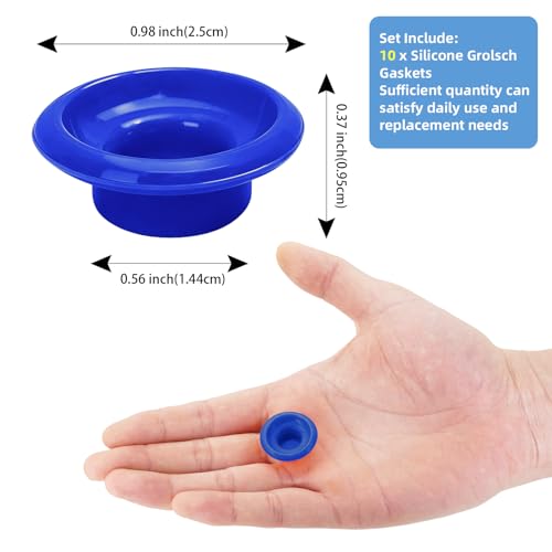 10PCs Dopamine color Silicone Gaskets Washers Seals for Cap Swing Flip Top for Home Brew Beer Soda Bottle Sealing (Blue) - color: Blue