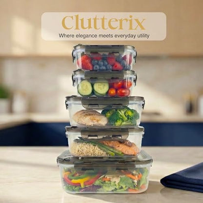 BPA-Free Plastic Airtight Food Storage Containers with Vented Lids, 5-Pack Assorted Sizes (2×1.7, 2×3.4 & 1×5.9 Cups) for Meal Prep and Leftovers - size: Pack of 5 (2×1.7, 2×3.4 & 1×5.9 Cup)