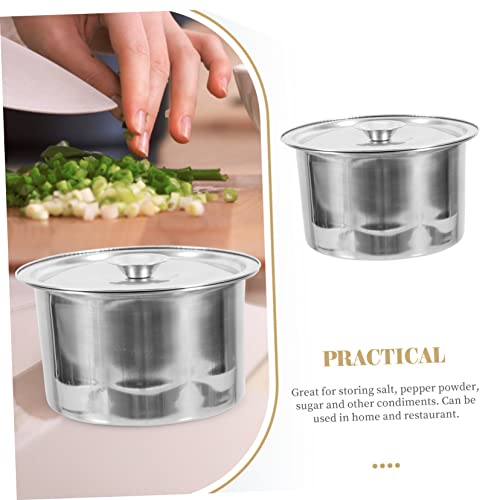 Kisangel 2set Stainless Steel Condiment Containers Lids Seasoning Jars for Kitchen Organization Spice Pots Tight Seal for Storing Seasonings