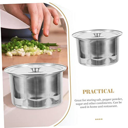 Kisangel 2set Stainless Steel Condiment Containers Lids Seasoning Jars for Kitchen Organization Spice Pots Tight Seal for Storing Seasonings