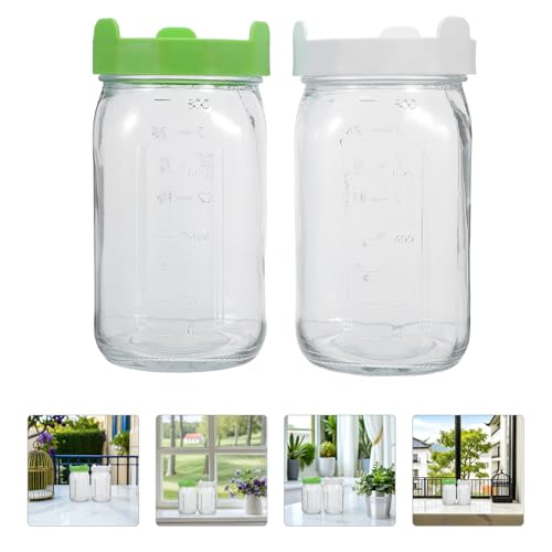 Yardwe 2pcs Quart Mason Jar Sprouting Kit with Mesh Lids - Wide Mouth Glass Sprouting Jars for Kitchen Seed Germination and Microgreens Starter - Home Herb and Vegetable Growing Set