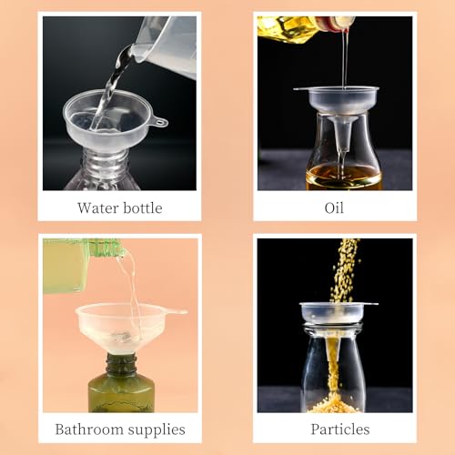 Small Funnel 4 Pack Food Grade Funnel Easily Transfer Liquids Granules Powders Funnels for Kitchen use Filling Bottles Water Bottle Funnel Lotion Essential Oils