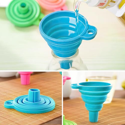 Kitchen Funnel Set 3 Pack, Small Medium Large, Kitchen Accessories Foldable Silicone Collapsible Funnels for Filling Water Bottle Liquid Transfer, Blue - color: 3 Blue