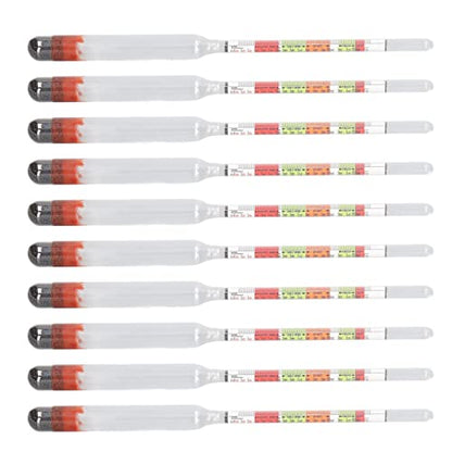 ViaGasaFamido Glass Triple Scale Hydrometer 10Pcs Beer Wine Tester Set with Storage Tube for Home Brewing Measuring